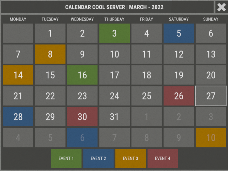 XWipeCalendar